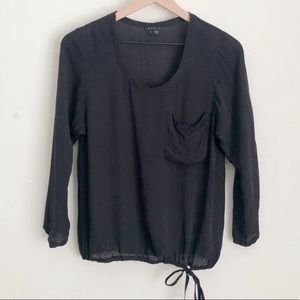 Black theory 100% silk pocket synced blouse